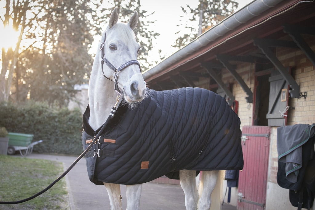 Diagonal Stable Rug 400 g - Black