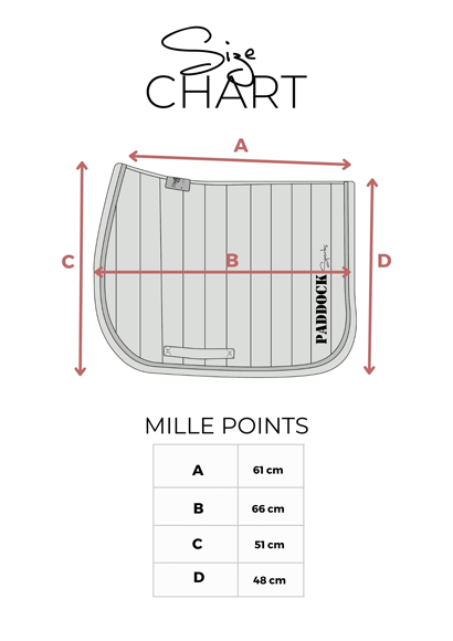 Guide des tailles tapis de selle PADDOCK Sports Mille Points